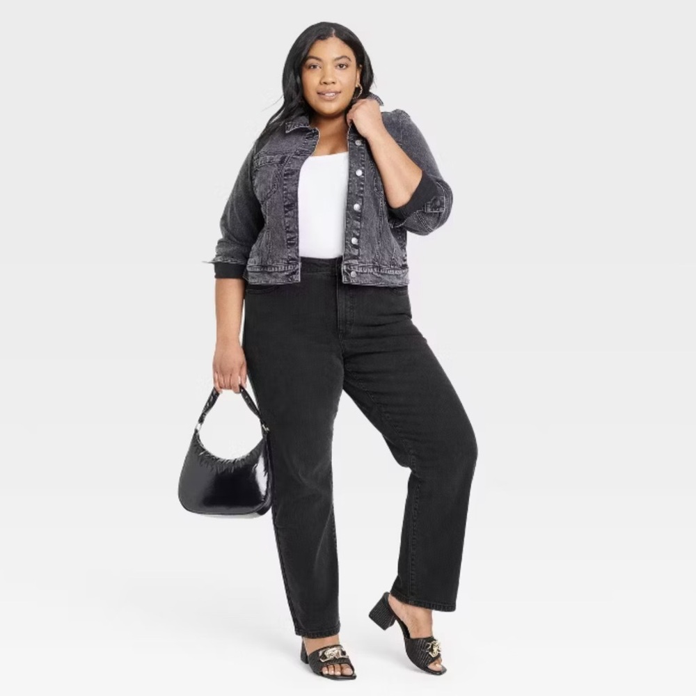 AVA & VIV 90s Straight High-Rise Hip & Thigh Black Jeans - Size 17 R - XXL